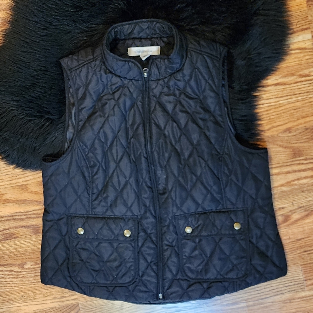 Croft and Barrow Black Quilted Vest Women's Size Petite XL